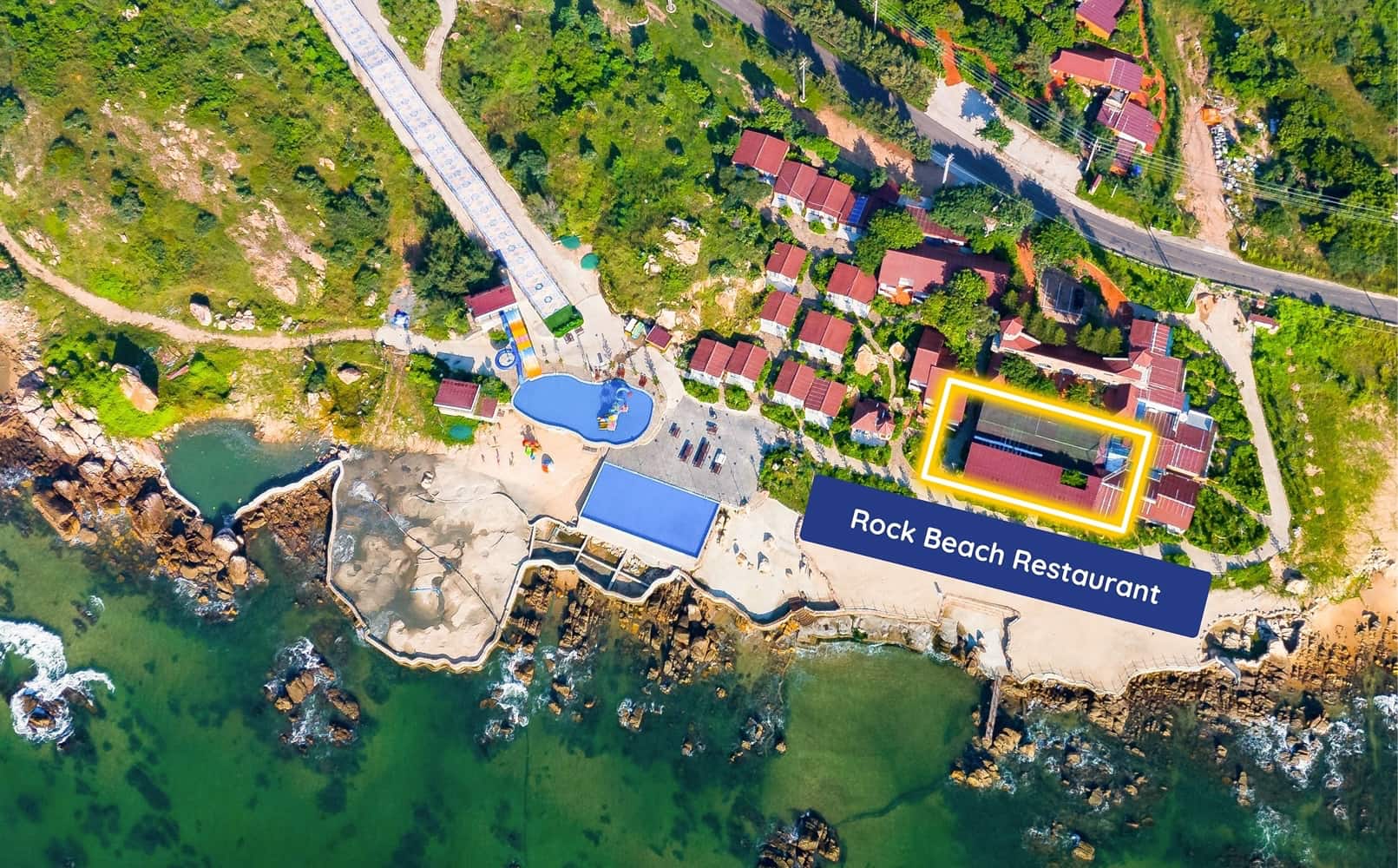 Rock Beach Restaurant location inside AdoraBay resort